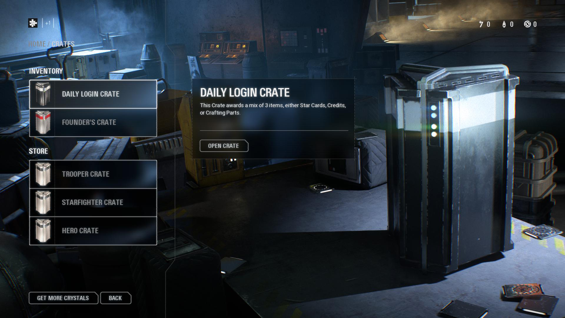 Interface loot boxes Battlefront II