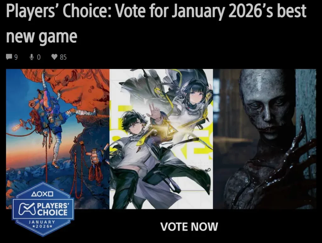 Portada del Player's Choice de Playstation donde BrokenLore Unfollow está compitiendo