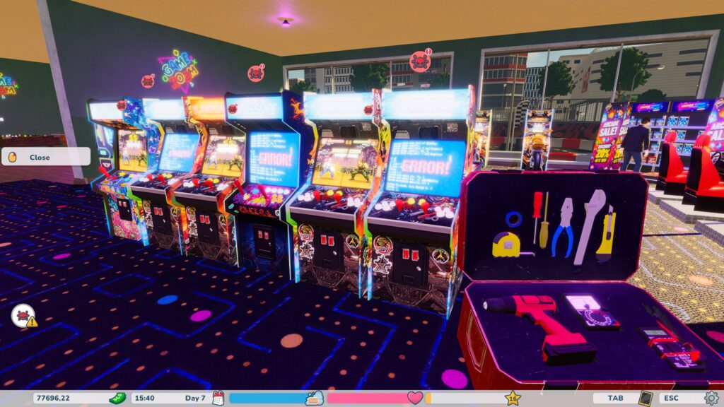 Gerencia tu salón de videojuegos retro con demo gratuita 8 Retro Arcade Shop Simulator 23