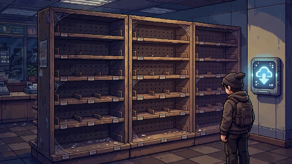 empty shelves glow